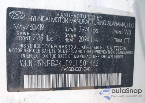 2020 Hyundai Elantra Se из США, поврежденный, VIN 5NPD74LF9LH504462